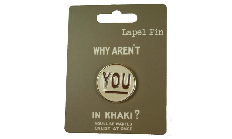 War Posters - Why Aren't You in Khaki Enamel Shaped Lapel Pin