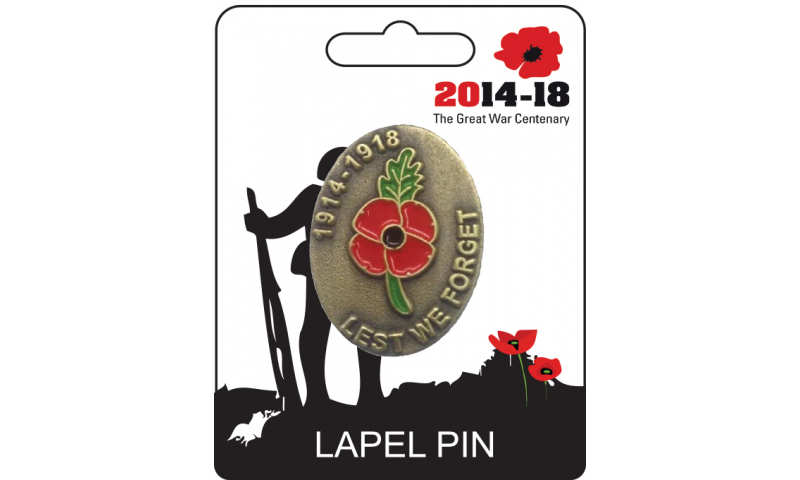 Remembrance Poppy Lapel Pin - Poppy 1914-1918 Design