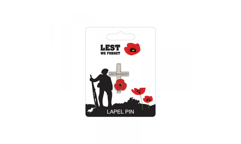 Remembrance Poppy Lapel Pin - Cross Design