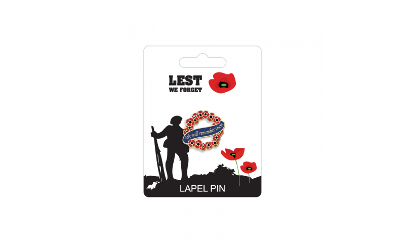 Remembrance Poppy Lapel Pin - Wreath Design