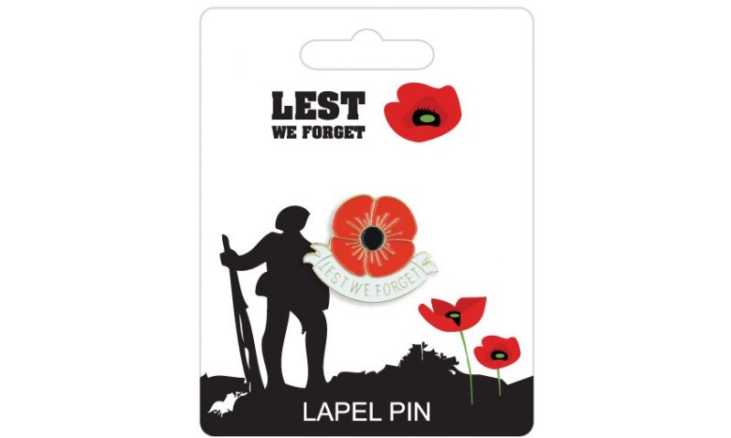 Remembrance Poppy Lapel Pin - Lest we Forget Design