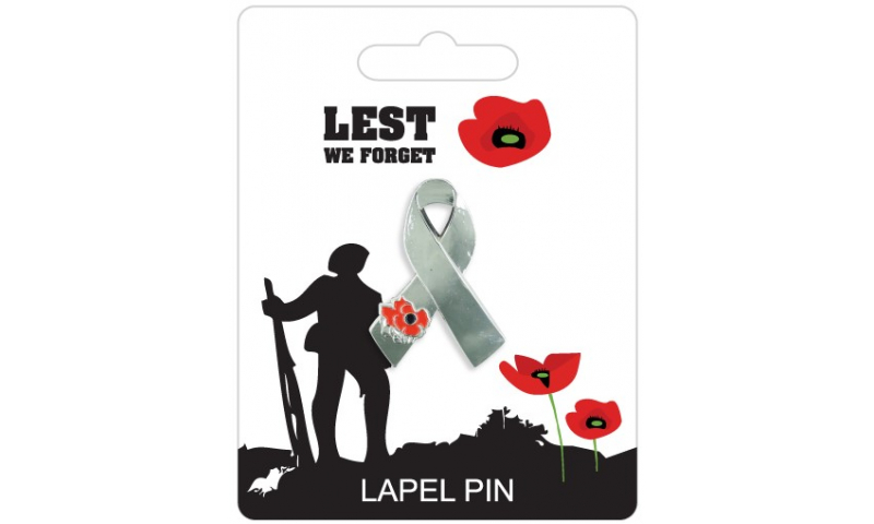 Remembrance Lapel Pin - Ribbon & Poppy Design