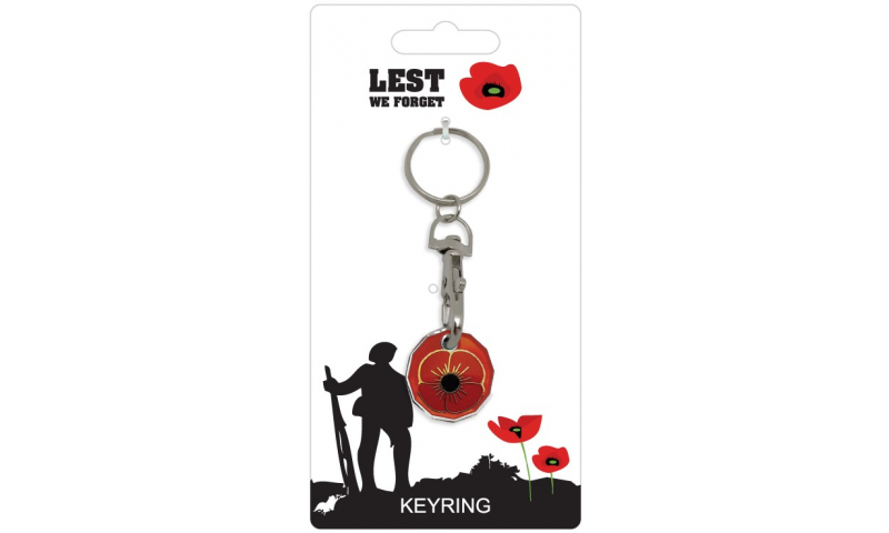 Remembrance Trolley Coin Keyring - Lest we Forget Poppy